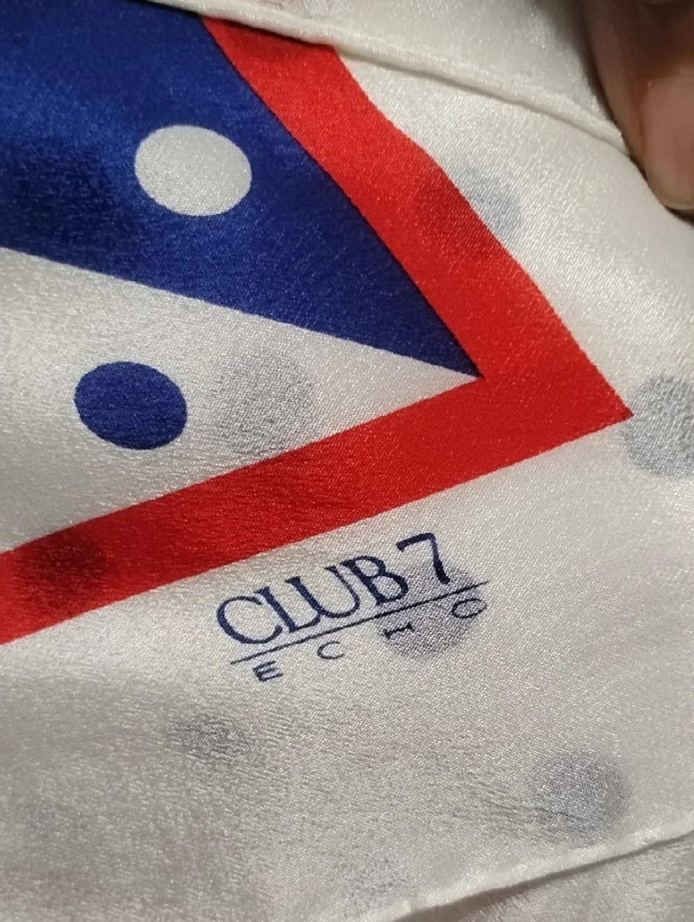 Club 7 Echo Polka Dot Silk Scarf in White‎ & Royal Blue